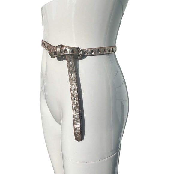 Gold Embossed Skinny Leather Belt - Picture 4 of 11